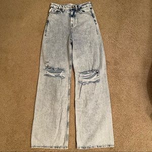 Zara wide leg ripped jeans